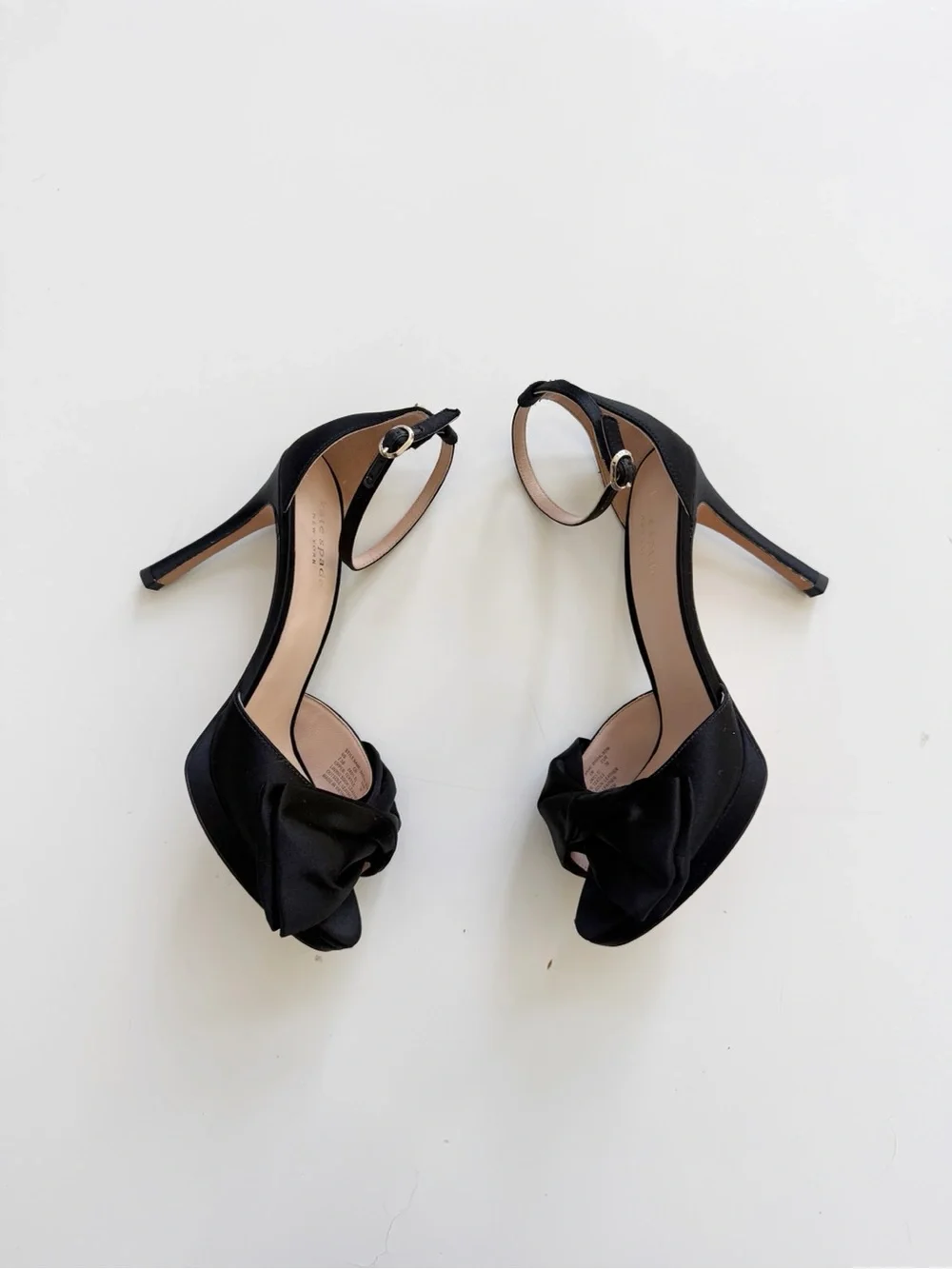 Kate Spade New York Bridal Bow Black Heeled Sandals Size 7.5